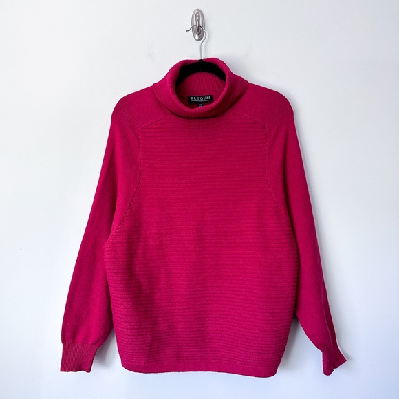 Eloquii Magenta Striped Knit Turtleneck Sweater - Picture 2 of 5